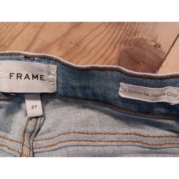 Frame Jeans Womens 27 Le Skinny De Jeanne Crop Light Wash Distressed Stretch - Picture 7 of 8